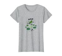 Hop to It: Leaping Frog Motivational Pond Life T-Shirt, Women, Heather Grey, M