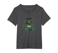 Hop to It: Leaping Frog Motivational Pond Life T-Shirt, Women's Plus, Dark Heather Grey, 1X