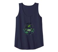 Hop to It: Leaping Frog Motivational Pond Life Tank Top, Women, Navy, XL
