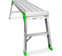 Hop Up Work Platform Aluminium Folding Step Ladder - StepIt 150kg Foldable Bench, Stepladder 760x420mm Working Stand with Safety Lock, EN131 Certified