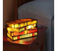 hopanrel Resin Stained Stacked Books Lamp Resin Stained Book Table Lamp Handcrafted Glass Nightstand Desk Lamps, Vintage Table Lamps for Living Room, Bedroom, Office Decoration Lights