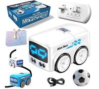 HOPASRISEE 2026 Upgraded Magic Mini Rc Bus - Rc Remote Control Sensor Car, Smart Follow Line Tracking Toy with Auto-Avoidance & LED Expression Lights, Cartoon Vehicle for 2 + Year Old Boy (White)