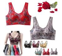 HOPASRISEE Antena Bra, Lace Buttonless Comfortable Bra Foxy Seniors, Ice Silk Lace Cooling Comfort Bra, ElleBloom Comfort Bra (XL,2PC-A)