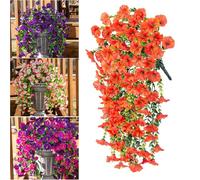 HOPASRISEE Artificial Hanging Morning Glory Flowers, 75cm Lifelike Artificial Morning Glory Hanging Plants, Uv Resistant Faux Plants Flower For Home Porch Patio Garden (C, 1PC)