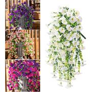 HOPASRISEE Artificial Hanging Morning Glory Flowers, 75cm Lifelike Artificial Morning Glory Hanging Plants, Uv Resistant Faux Plants Flower For Home Porch Patio Garden (F, 1PC)