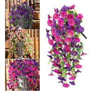 HOPASRISEE Artificial Hanging Morning Glory Flowers, 75cm Lifelike Artificial Morning Glory Hanging Plants, Uv Resistant Faux Plants Flower For Home Porch Patio Garden (A, 1PC)