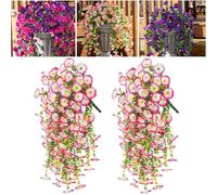 HOPASRISEE Artificial Hanging Morning Glory Flowers, 75cm Lifelike Artificial Morning Glory Hanging Plants, Uv Resistant Faux Plants Flower For Home Porch Patio Garden (G, 2PC)