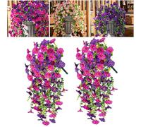 HOPASRISEE Artificial Hanging Morning Glory Flowers, 75cm Lifelike Artificial Morning Glory Hanging Plants, Uv Resistant Faux Plants Flower For Home Porch Patio Garden (A, 2PC)