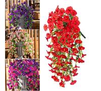 HOPASRISEE Artificial Hanging Morning Glory Flowers, 75cm Lifelike Artificial Morning Glory Hanging Plants, Uv Resistant Faux Plants Flower For Home Porch Patio Garden (E, 1PC)