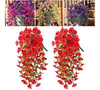 HOPASRISEE Artificial Hanging Morning Glory Flowers, 75cm Lifelike Artificial Morning Glory Hanging Plants, Uv Resistant Faux Plants Flower For Home Porch Patio Garden (E, 2PC)
