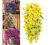 HOPASRISEE Artificial Hanging Morning Glory Flowers, 75cm Lifelike Artificial Morning Glory Hanging Plants, Uv Resistant Faux Plants Flower For Home Porch Patio Garden (D, 1PC)