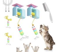 HOPASRISEE Autobounce USB-C Ceiling Cat Teaser, Rechargeable Interactive Ceiling Cat Teaser with Suction Cup, Smart Auto Bounce Cat Toy, USB-C & Long-Lasting Play Funny Cat Toy for Home (2PC-B)