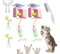 HOPASRISEE Autobounce USB-C Ceiling Cat Teaser, Rechargeable Interactive Ceiling Cat Teaser with Suction Cup, Smart Auto Bounce Cat Toy, USB-C & Long-Lasting Play Funny Cat Toy for Home (2PC-A)