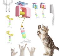 HOPASRISEE Autobounce USB-C Ceiling Cat Teaser, Rechargeable Interactive Ceiling Cat Teaser with Suction Cup, Smart Auto Bounce Cat Toy, USB-C & Long-Lasting Play Funny Cat Toy for Home (1PC-A)