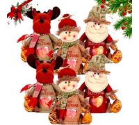 HOPASRISEE Bags Zipper Design, Reusable 3D Santa Snowman Elk Doll Christmas Bags with Drawstring, Cute Xmas Candy & Gift Sacks for Holiday Party & Festival Decorations (6pcs)