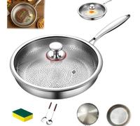 HOPASRISEE Casten & Co Titanium Pans, Non Stick Titanium Pans for Cooking, Pan Frying, Extreme Heat-Resistant and Lasts A Lifetime Compatible with All Cooktops (30cm Covered)
