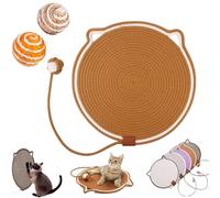 HOPASRISEE Celery Pets Dual Scratching Pad, Scratching Pads For Indoor Cats, Cat Scratching Mat Natural Cotton Rope, Cat Scratcher Mat, Large Size Cat Bed Cat Scratching Pad With Cat Toy (M,brown)