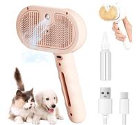 HOPASRISEE Furluxe Luxury Grooming Brush, Pet Spray Hair Removal Comb, 3 in 1 Groomer Steam, Spray and Massage, Pink