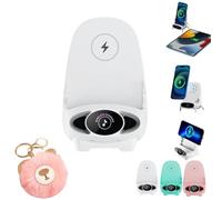 HOPASRISEE Mini Chair Wireless Fast Charger Multifunctional Phone Holder, 3 In 1 Wireless Charger Station, Phone Stand Holder Bracket, Multi-Function Fast Charge, White