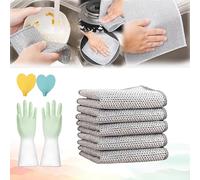 HOPASRISEE, Non-Scratch Wire Dishcloth, Multipurpose Wire Dishwashing Rags for Wet and Dry, Circularite Cleaning Pads, Circularite Scrubbing Cloth, Stellaya Wire Dishwashing Rags (5)