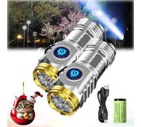HOPASRISEE Palutia Flash Light, Palutia Three-Eyed Monster Mini Flashlight, Thumb Flashlight, German Three-Eyed Monster Mini Flash Super Power Flashlight, Mini Rechargeable Flashlight (2SILVER)