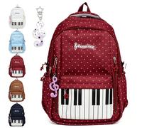 HOPASRISEE Piano Backpack for Women Nylon Polka Dot (Red)