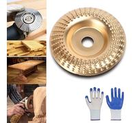 HOPASRISEE Woodworking Angle Grinder Molding Wheel - 4 Inch, 12 Teeth, Tungsten Carbide Wood Shaping Disc, Carving and Sanding Tool for Wood Plastic and More (Gold Arc, One Size, 123, Fine)