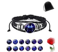 HOPASRISEE Zodiac Signs Spirit Bracelet, Astrological Spirit Bracelet, Multilayer Adjustable 12 Constellation Leather Bracelet (Gemini)