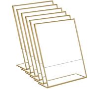 Hopbucan 10PCS Acrylic Gold Frame, Slanted Back Table Sign Holder for Wedding Table Card Restaurant Signs Photos