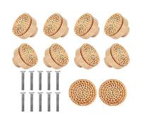 Hopbucan 10PCS Wooden Handles Beech Rattan Drawer Knobs Furniture Handle Kitchen Cupboard Door Handle Dresser Pulls,45MM