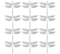 Hopbucan 12 Pcs Dragonfly Napkin Rings, Zinc Alloy Napkin Buckle Silver Napkin Ring For Hotel Wedding Holiday Table Decoration