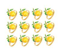 Hopbucan 12 Pieces Lemon Napkin Rings Summer Napkin Holders Tropical Fruit Napkin Buckle Decor for Summer Birthday Wedding