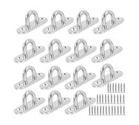 Hopbucan 15 Pcs Stainless Steel Ceiling Hook Ring Hooks,Pad Eye Plate U Hooks, Wall Mount Hook Hanger with 30 Pcs Screws