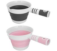 Hopbucan 2 Pack Foldable Water Ladle, Collapsible Water Scoop Dipper, Folding Bath Spoon Ladle, Space Saving for Kitchen Bathroom