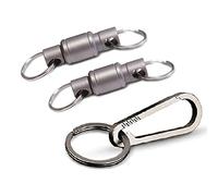 Hopbucan 3Pcs Titanium Swivel Clip Keychain 360-Degree Rotation Keychain with Titanium Carabiner and Keyrings
