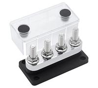 Hopbucan 600A Bus Bar 4-Stud (3/8 Inch) M10 High Current Copper Busbar Terminal Block Marine DC 12V 24V 48V with Cover(Black)