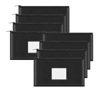 Hopbucan 8-Pack PU Leather Zipper Money Bags, Black Cash, Document, Supply Storage Bags, 29cm x 16cm x 6cm, Transparent, Multi-purpose
