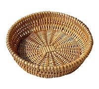 Hopbucan Hand-Woven Basket, Wicker Basket, Food Serving Bowl Woven for Bread, Fruit, Vegetable Storage, Gift Baskets 25 x 8cm