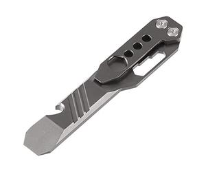 Hopbucan High Quality Multi-Functional Titanium Pry Bar Pocket Pry Bar Screwdriver (Stone Washed Gray)