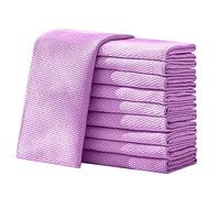 Hopbucan Pack of 10 Fish Scales Microfibre Cleaning Cloths - Polishing Cleaning Dowels 40 x 50 Cloths Super Water Absorbent Towel - Purple