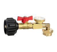 Hopbucan Propane Refill Adapter with Valve and Gauge, Fill 1 Lb Bottles from 20 Lb Tank, 90-Degree Elbow Design, Easy to Use