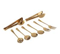 Hopbucan Stainless Steel Flatware Serving Utensils Serving Spoon for Kitchen (Gold,8 Pieces)
