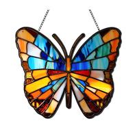 Hopbucan Window Hanging Spanish Moon Pendant Stained Butterfly Wall Decor for Butterfly Lovers Housewarming Gift L B
