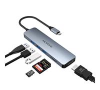 HOPDAY 6 in 1 USB C Adapter, Dual Display USB C Hub for MacBook Pro/Air, USB 3.0 5Gbps Fast Docking Station (4K HDMI,SD/TF,USB A 3.0) for Dell,Surface,HP,Lenovo and Other Type C Devices