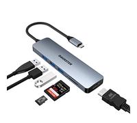 HOPDAY USB C Hub, 6 in 1 USB C Adapter for MacBook Air/Pro, Dual Display 100K HDMI Docking Station