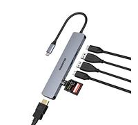 HOPDAY USB C Hub, 6 in 1 USB C Adapter for MacBook Air/Pro, Dual Display 121K HDMI Docking Station