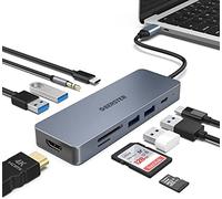 HOPDAY USB C Hub, 6 in 1 USB C Adapter for MacBook Air/Pro, Dual Display 74K HDMI Docking Station