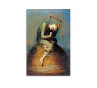 Hope 1886 by George Frederic Watts Symbolist Painting Reproduction with Woman, Lyre And Globe - Aesthetic Wall Decor Poster Canvas Art And Wall Art Picture Print Modern Family Bedroom Decors Unframe 1