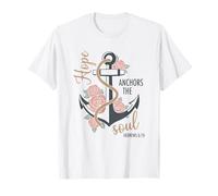 Hope Anchors The Soul Bible Verse Christian Anchor Floral T-Shirt