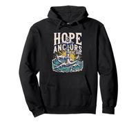 Hope Anchors the Soul Christian Nautical Design, Retro Wave Pullover Hoodie